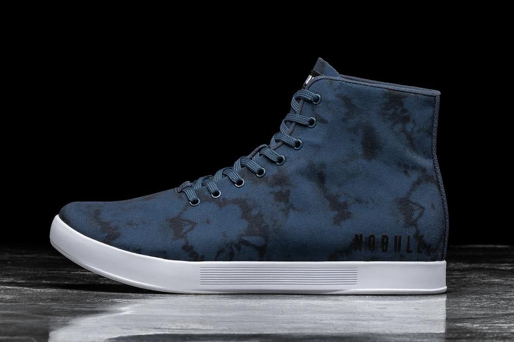 NOBULL Men's High-Top Tie-Dye Canvas Training Shoes - Navy - Ireland (3582FGQTO)